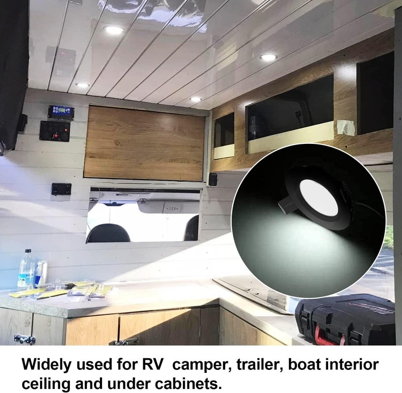 RVZONE 12 Volt LED Puck Light RV Boat Recessed Ceiling Light Super Slim LED Panel Light with Hole Puncher DC 12V 3W Full Aluminum Downlights 6 Pack,5500-6000k - Image 4